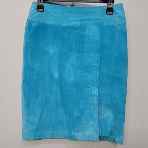 Blue Suede Pencil Skirt - Classic Women's Skirt